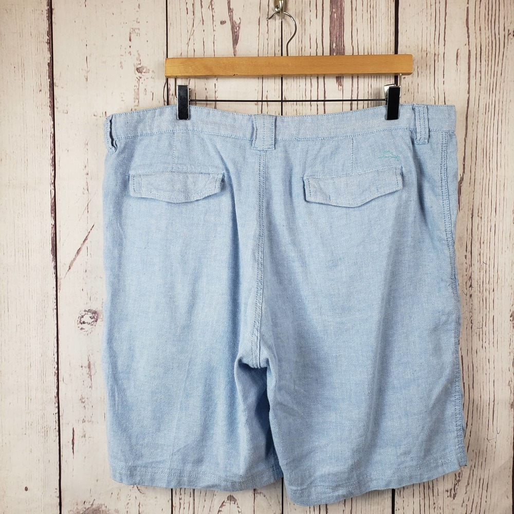 Tommy Bahama Bermuda Shorts Mens Size 40 Flat Front Linen Blue - Picture 4 of 6